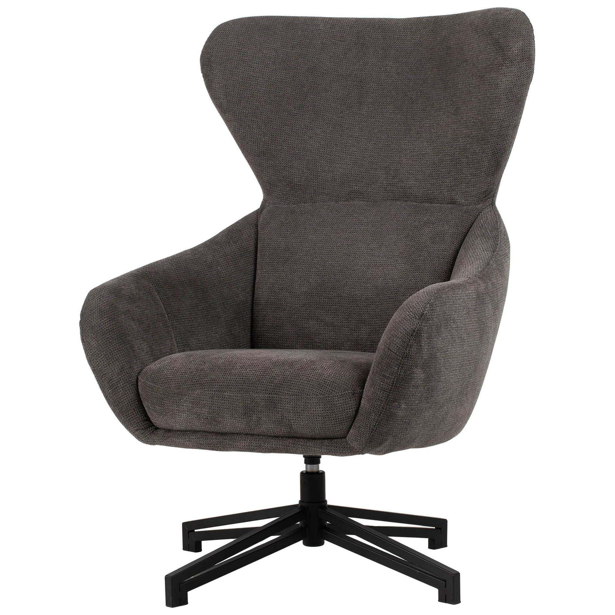 bene living Ohrensessel Marconia - drehbar - dunkelgrau (Indoor-Möbelset, 1-St), durchgehende Arm- und Rückenlehne - stabiles Metall-Gestell