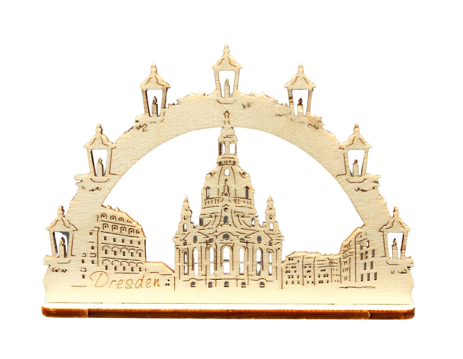 DeColibri Schwibbogen Miniatur Schwibbogen Dresdner Frauenkirche Dresden, Holz, Holzkunst aus Sachsen