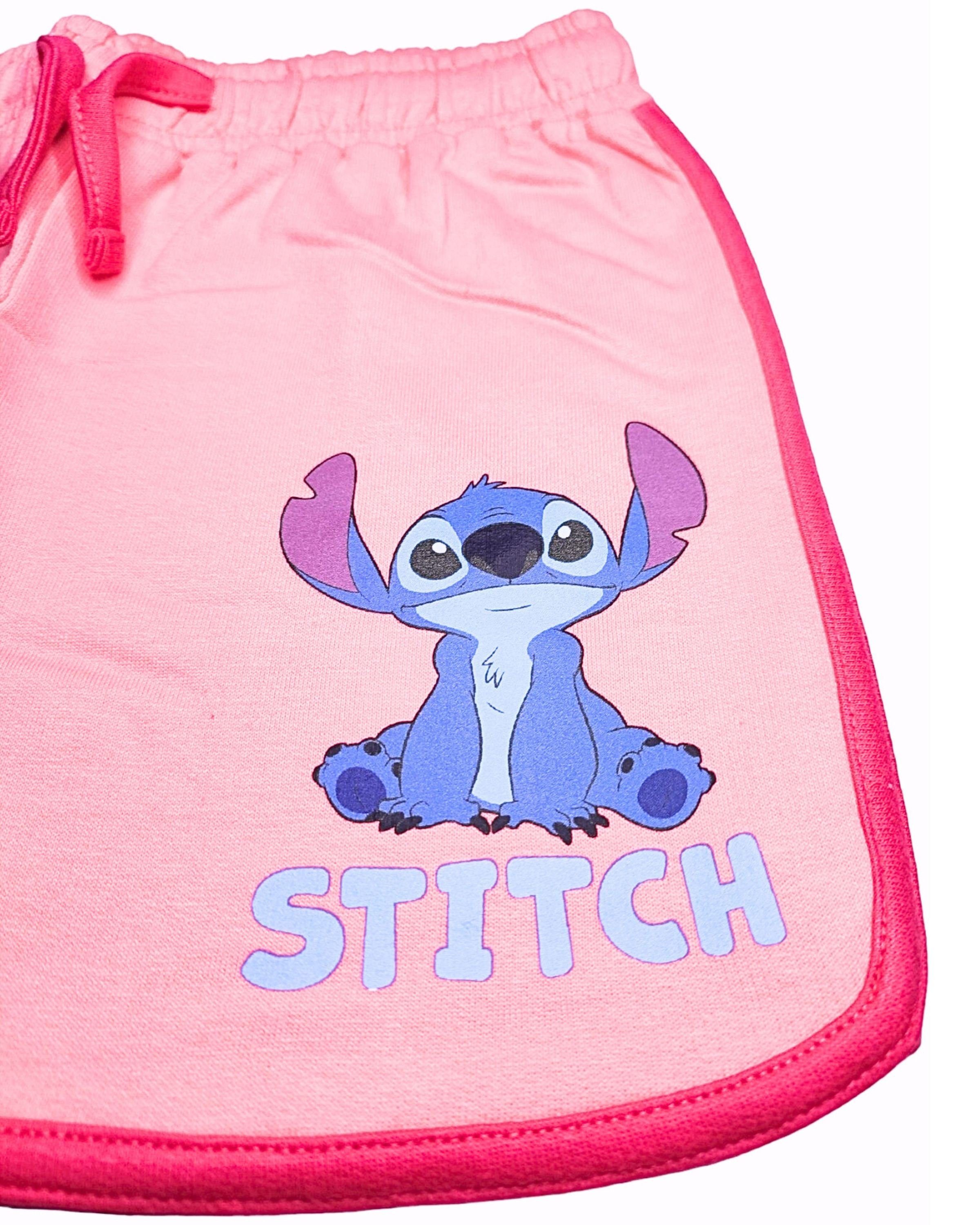 Gr. 104 Pink kurze Lilo aus Stitch Shorts Hose 152 Mädchen Baumwolle & cm -