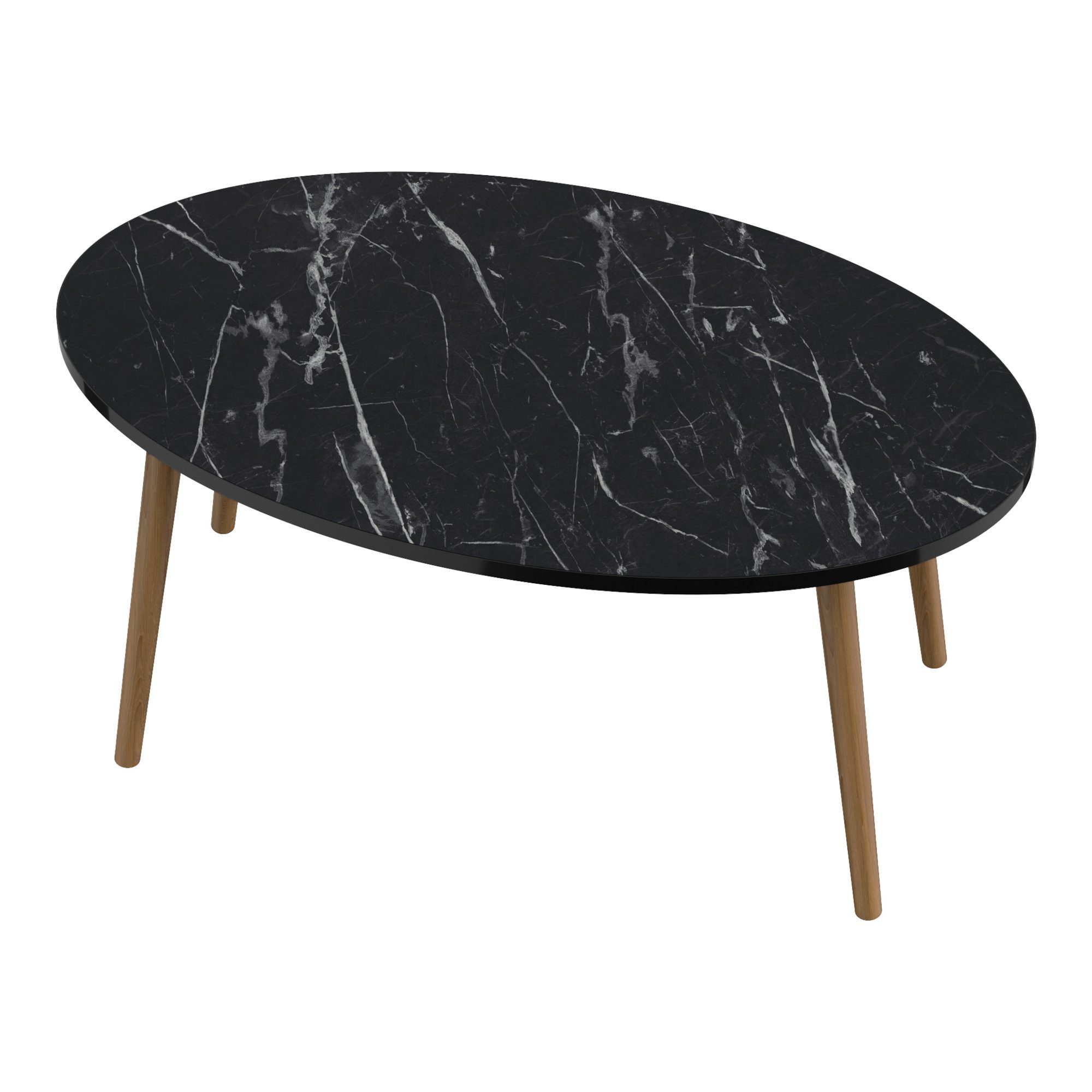 en.casa Couchtisch, »Sindal« Sofatisch oval 41 x 90 x 50 cm Marmor, schwarz
