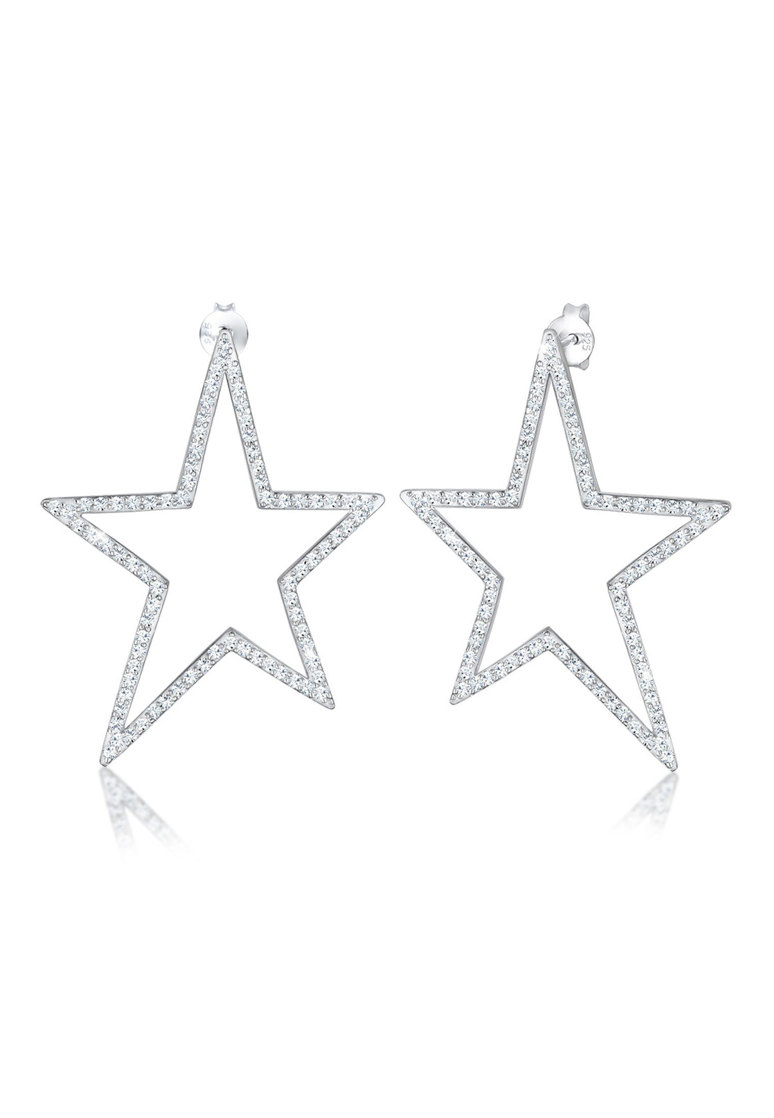 Elli Paar Ohrstecker Hänger Stern Kristalle 925 Silber, Trendige Astro  Ohrringe aus 925er Sterling Silber