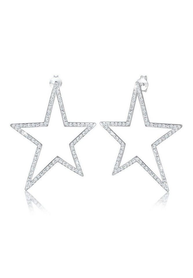 Elli Paar Ohrstecker Hänger Stern Kristalle 925 Silber, Trendige Astro  Ohrringe aus 925er Sterling Silber