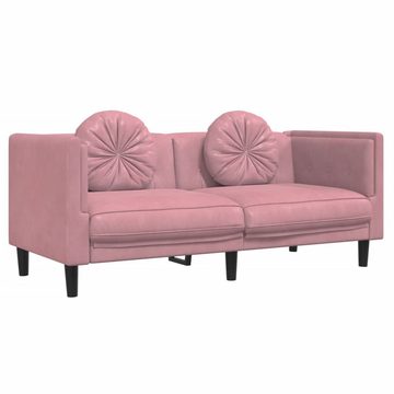 vidaXL Sofa 3-tlg. Sofagarnitur mit Kissen Rosa Samt