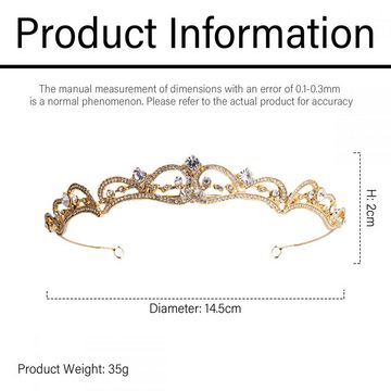 Truyuety Diadem Barocke Vintage mit Strassbraut Tiara Prinzessin für Hochzeitsfeier (1-tlg)