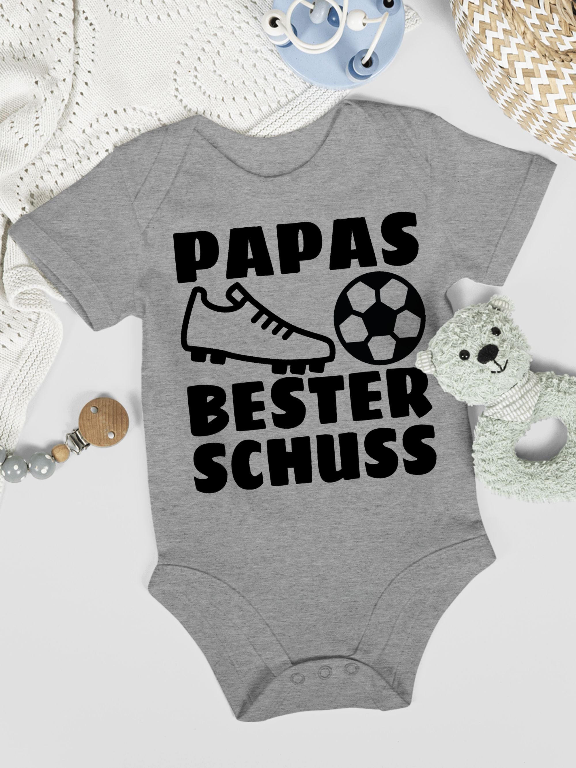 Treffer meliert Grau bester schwarz Shirtracer - Geschenk Vatertag Papas Baby Shirtbody Fussball 1 mit