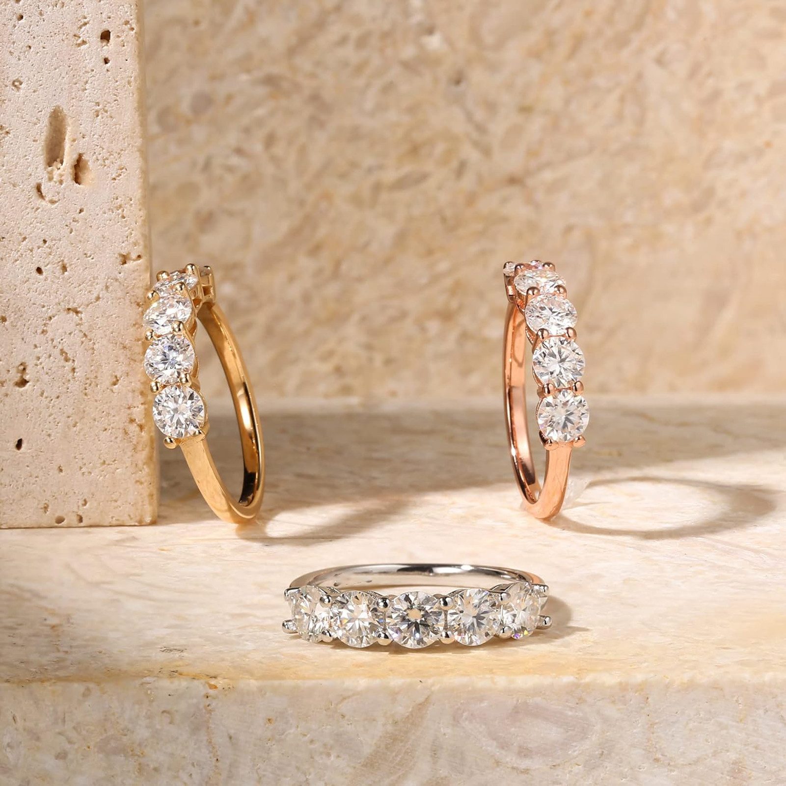 Jumpeak Diamantring Diamantring, Damenring aus 585 Gold, Ehering, stapelbar, Zehenring, Ring für den Ringfinger, massiver Goldring, Geschenk für Damen