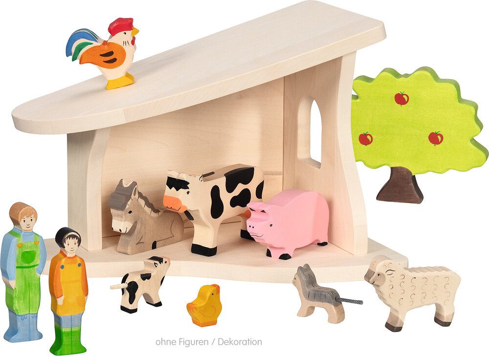 Holztiger Spielwelt Stall / Krippe – montiert, mit Weihnachtsstern – Bild 3 von 5