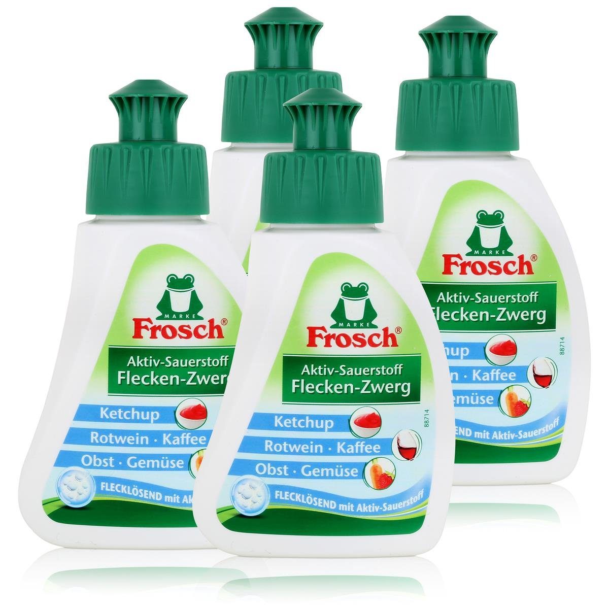 FROSCH 4x Frosch Aktiv-Sauerstoff Fleck-Entferner 75 ml - Flecklösend mit Akt Fleckentferner