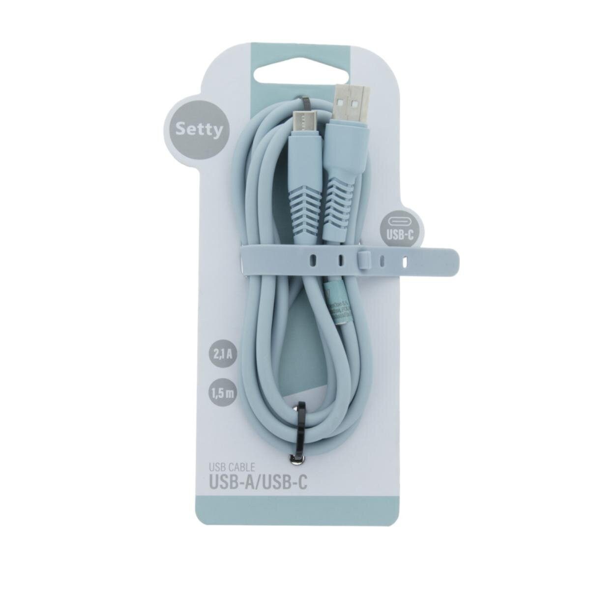 Setty KSA-C-1.523 USB-Kabel, USB Typ A • USB-C, USB Typ C (150 cm), Laden und Datenübertragung mit bis zu 10,5 W