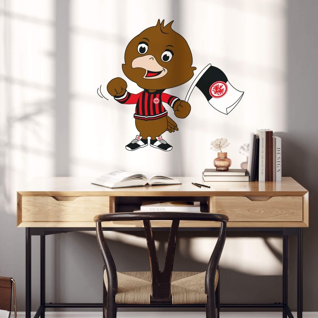 Eintracht Frankfurt Wandtattoo Fußball Eintracht Frankfurt Flagge Vogel Junior Adler Maskottchen, Wandbild selbstklebend, entfernbar