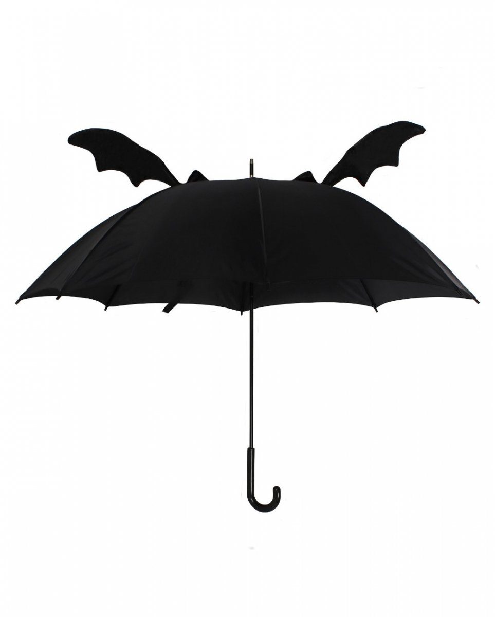 Horror-Shop Dekofigur Schwarzer Gothic mit Regenschirm Fledermausflügeln