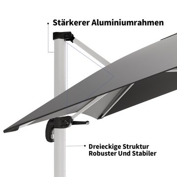 HOMALL Sonnenschirm Aluminium-Gartenschirm mit Abdeckung, 360° schwenkbar