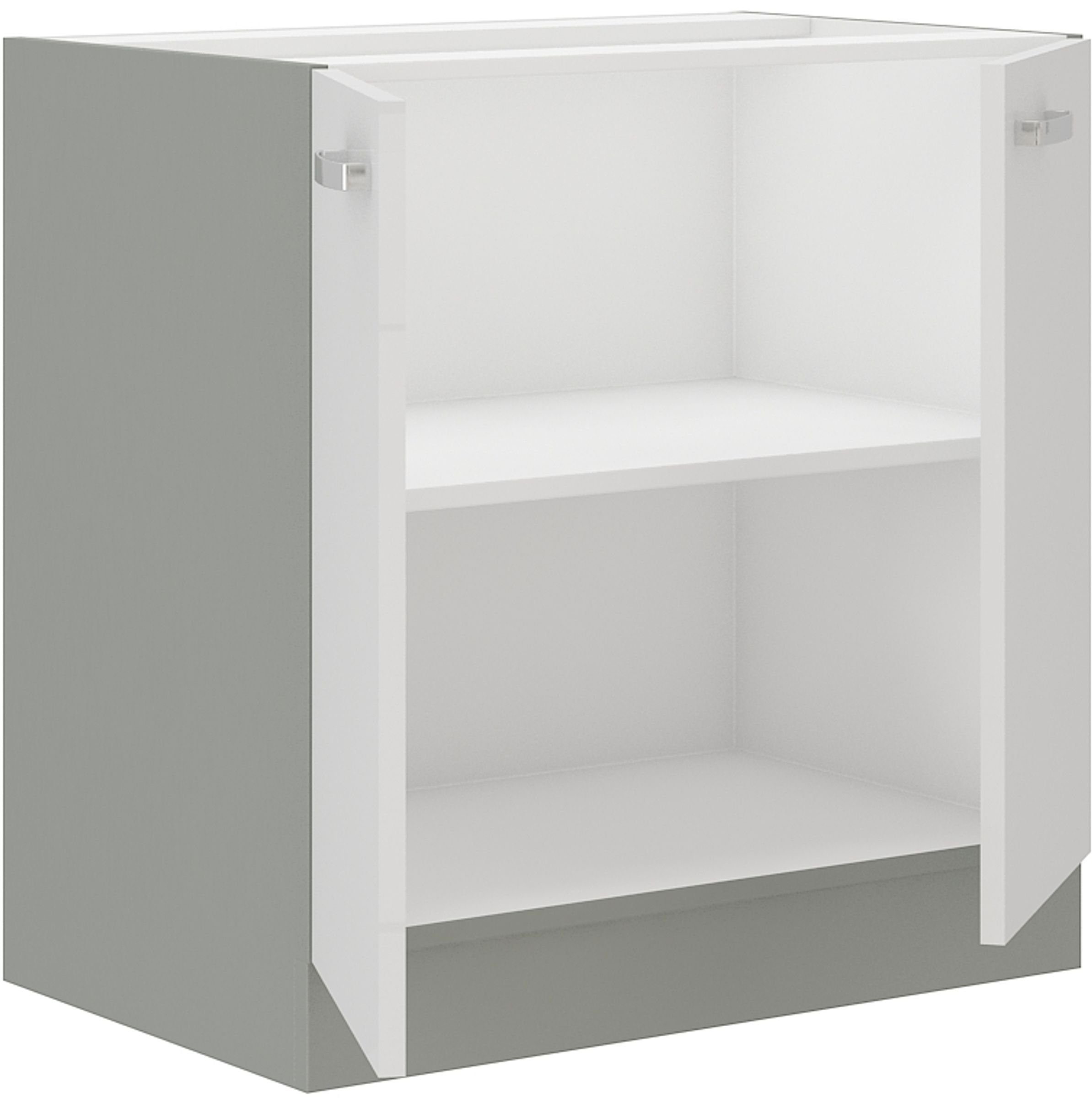 Küchen-Preisbombe Unterschrank 80 cm Küche Bianca Weiß Hochglanz + Grau Küc günstig online kaufen