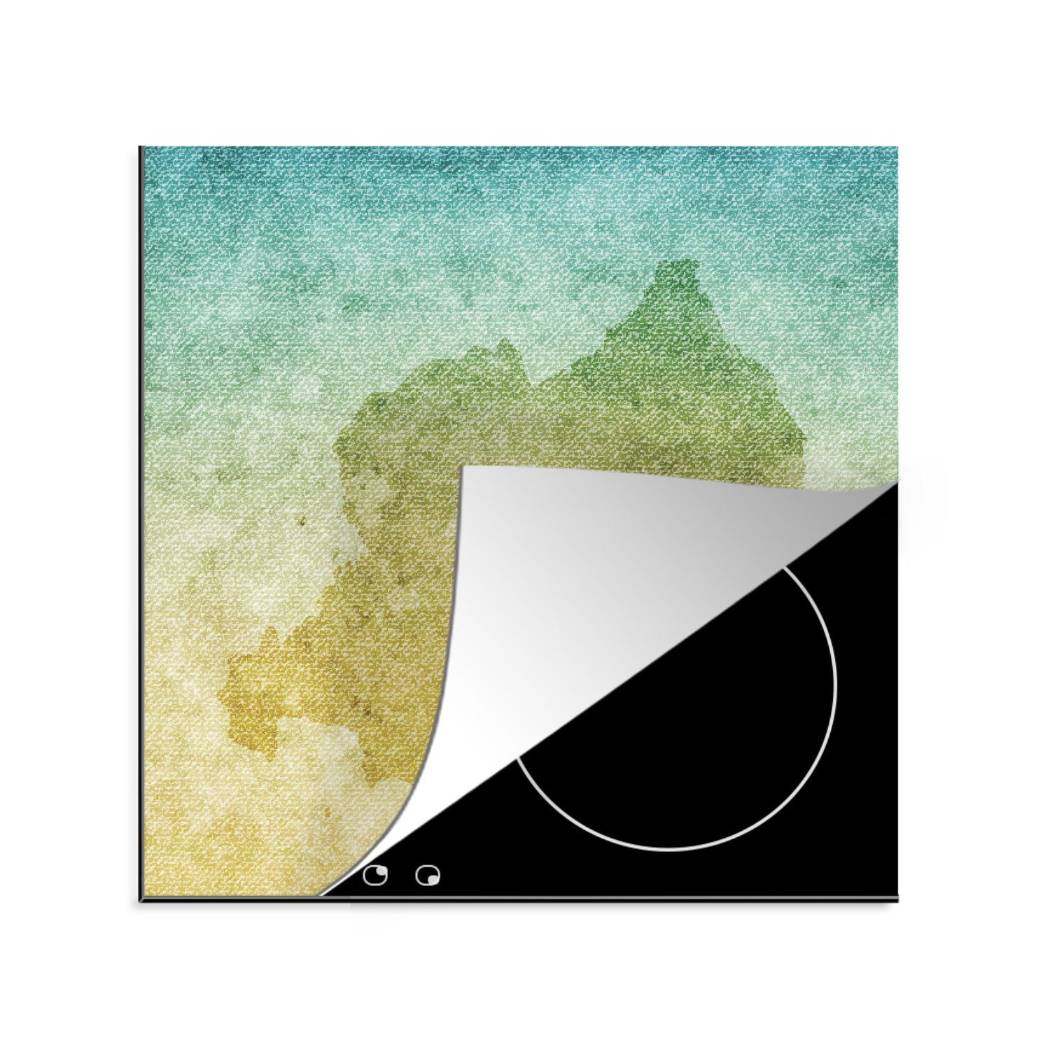 Illustration Arbeitsplatte Ceranfeldabdeckung, Herdblende-/Abdeckplatte tlg), auf (1 einem farbigen Hintergrund, von Vinyl, für MuchoWow küche cm, Ruanda 78x78