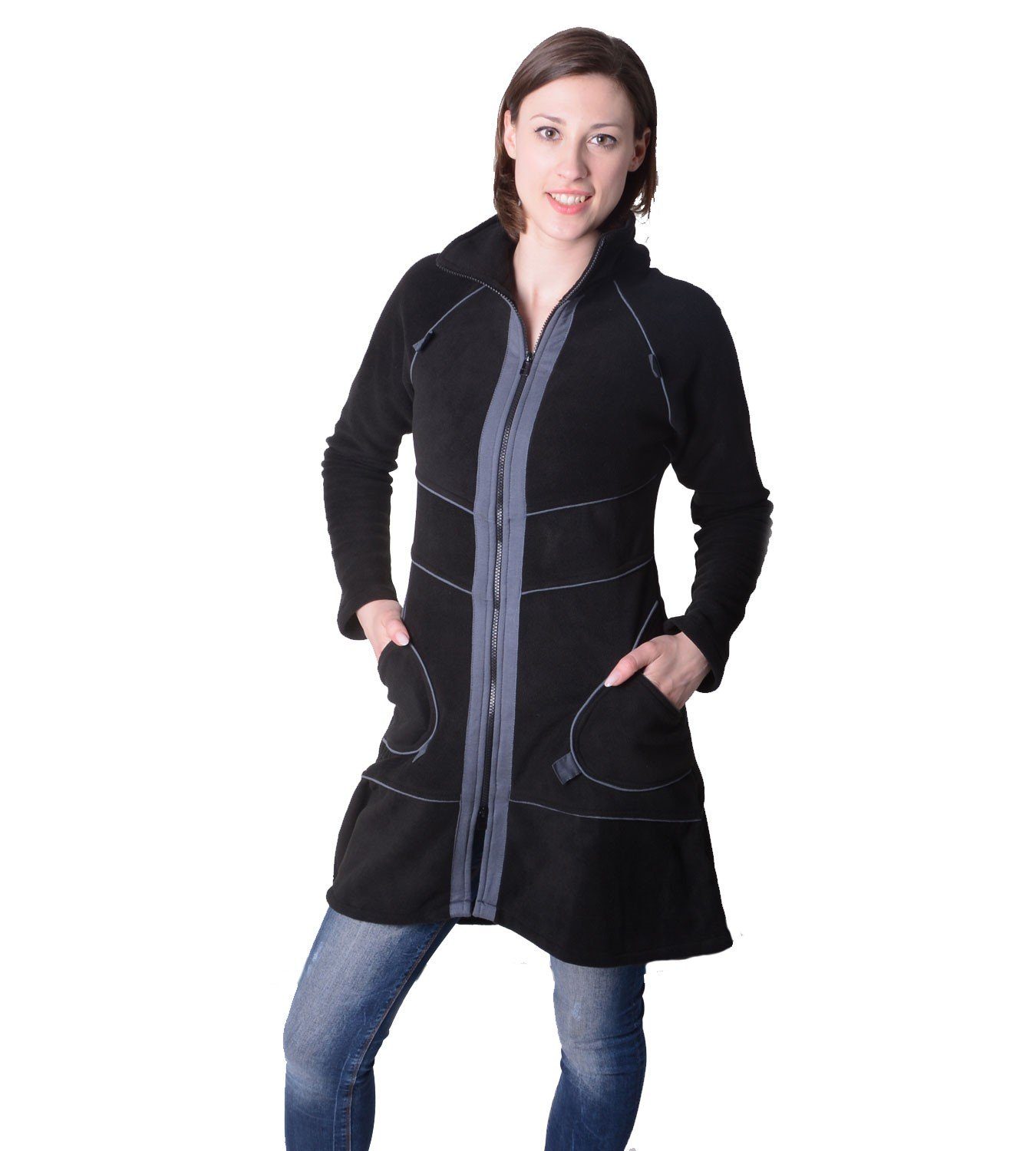 KUNST UND MAGIE Fleecejacke Patchwork Fleecemantel günstig online kaufen