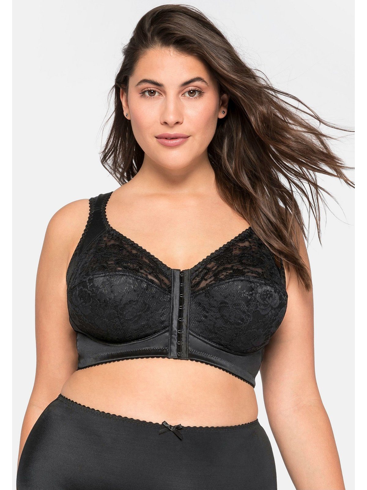 Sheego Bügelloser BH Große Größen mit Spitze und Vorderverschluss