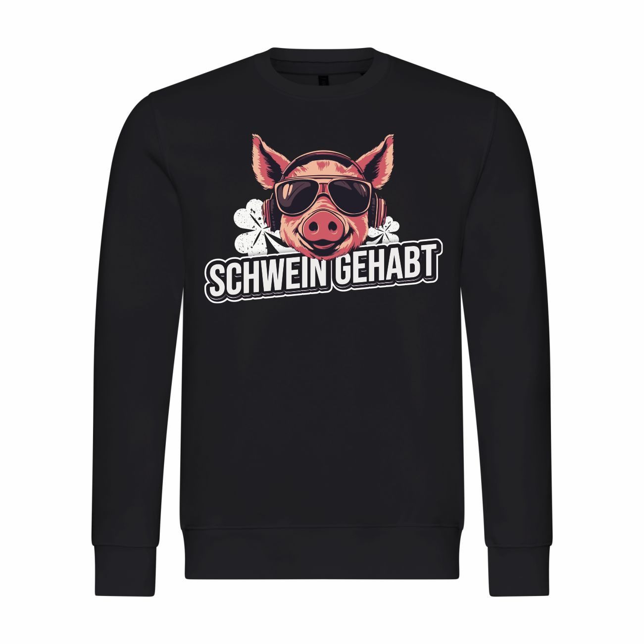 Rundhalspullover Herren Pullover Schwein gehabt