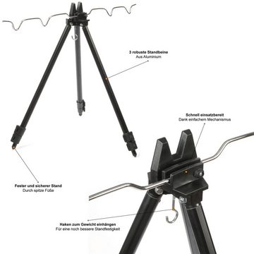 Zite Teleskop-Tripod & Rod Pod Dreibein für 4 Ruten 50-110 cm Feeder-Angeln Rutenhalter