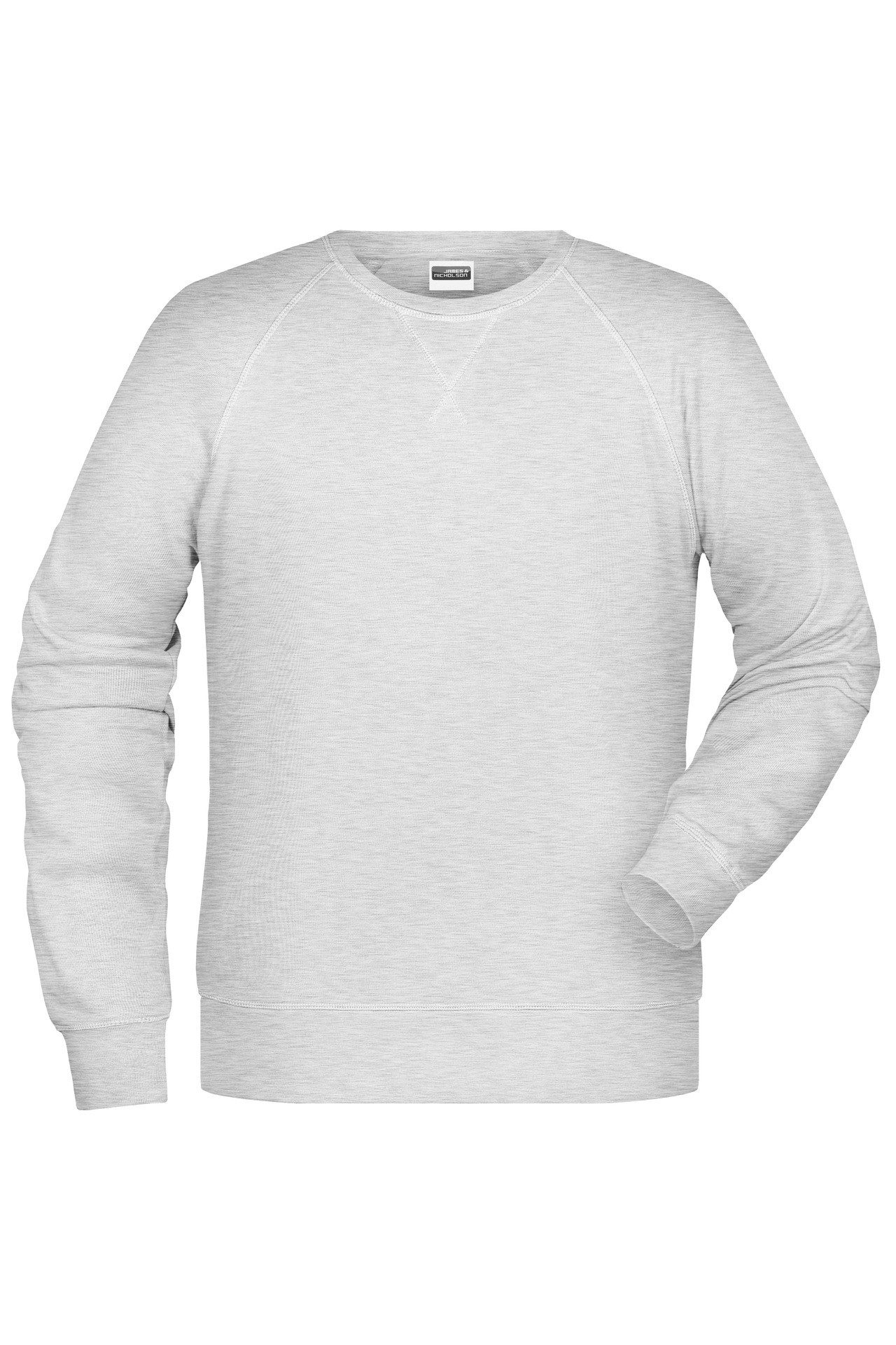 James & Nicholson Sweatshirt Herren Sweatshirt im Raglanschnitt aus Bio-Baumwolle 8022 Kragen und Armbündchen mit Elasthan