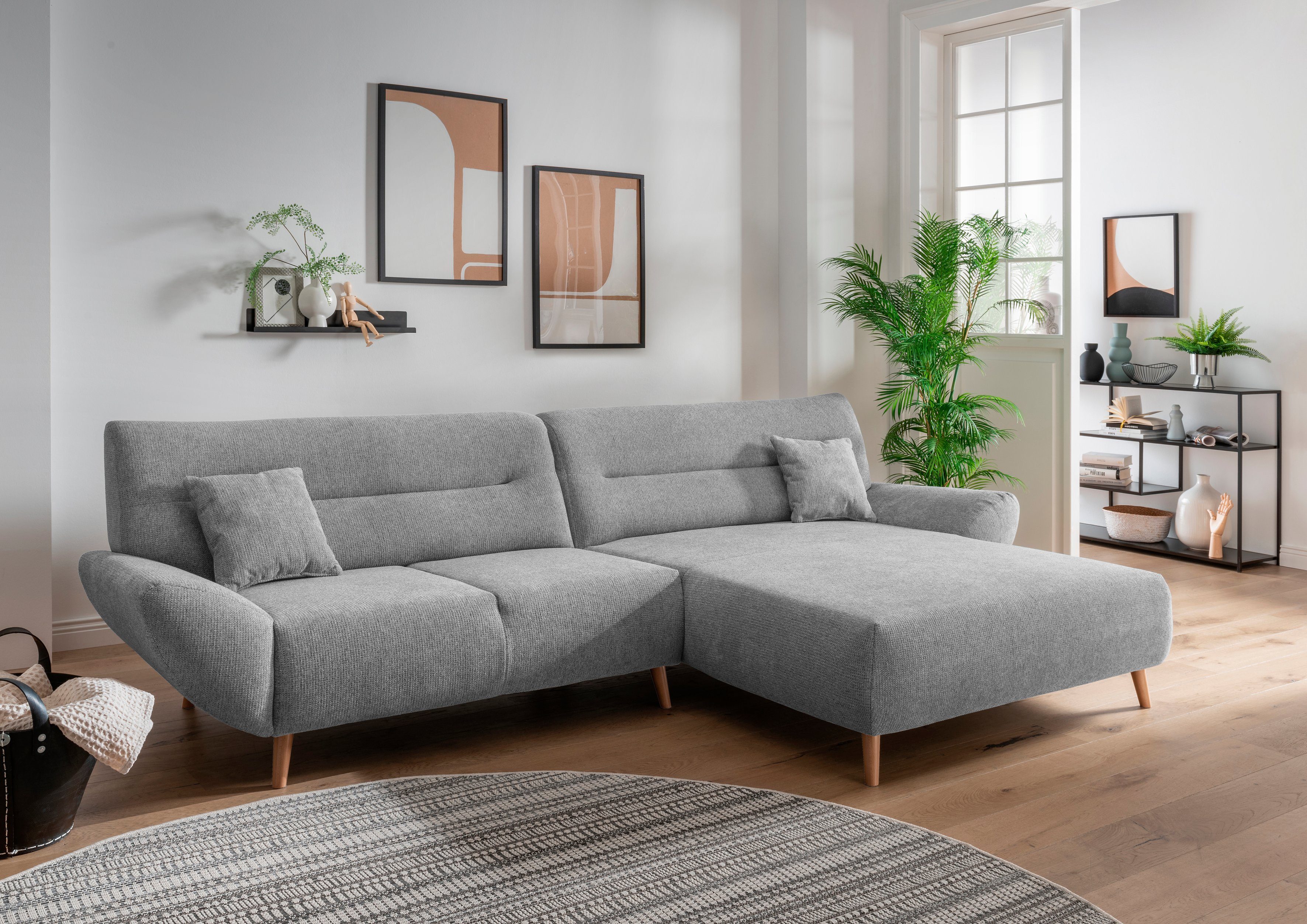 INOSIGN Ecksofa "Drago, elegant und zeitlos, komfortabel, Holzfuß, L-Form", günstig online kaufen