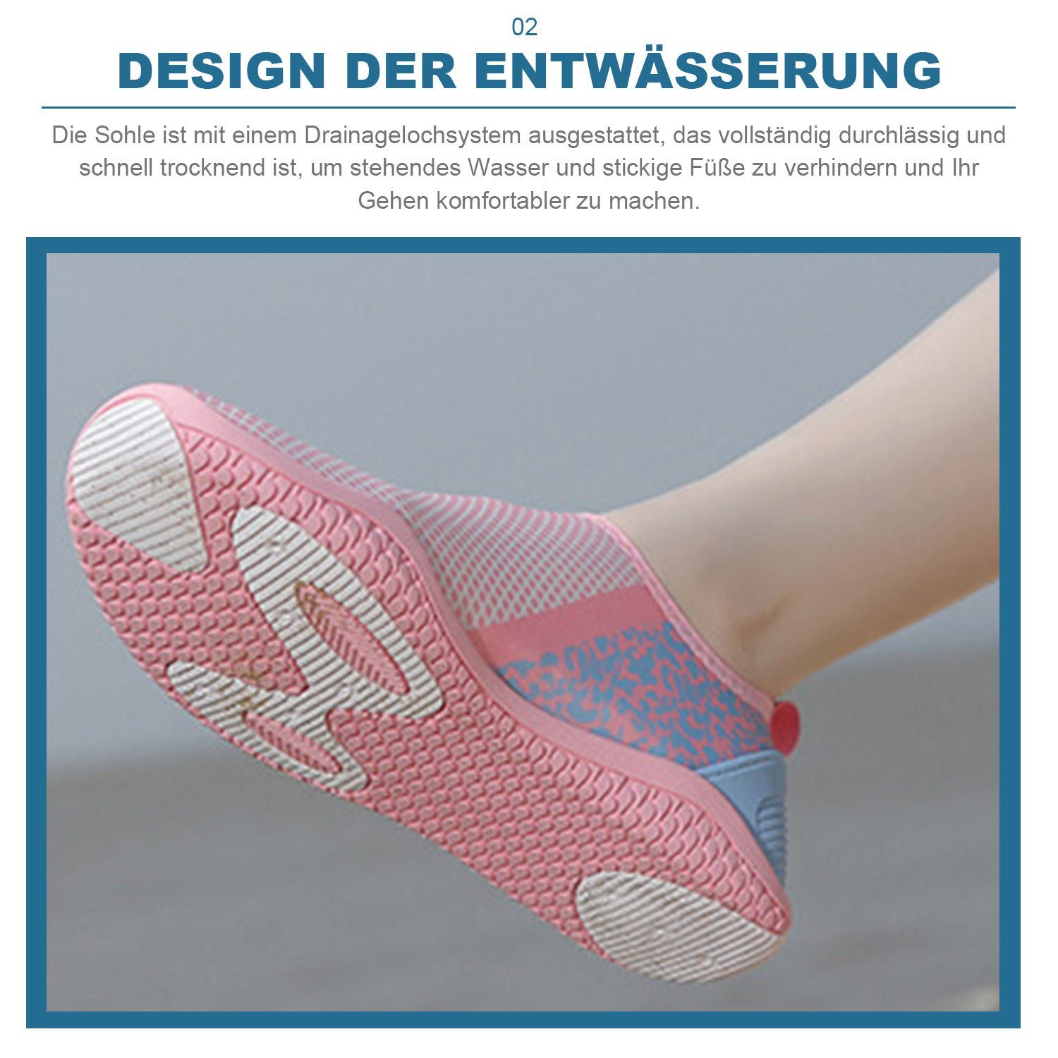 schnelltrocknend Zehen-&Fersenschutz Barfußschuhe Rosa unisex Wasserschuh Daisred