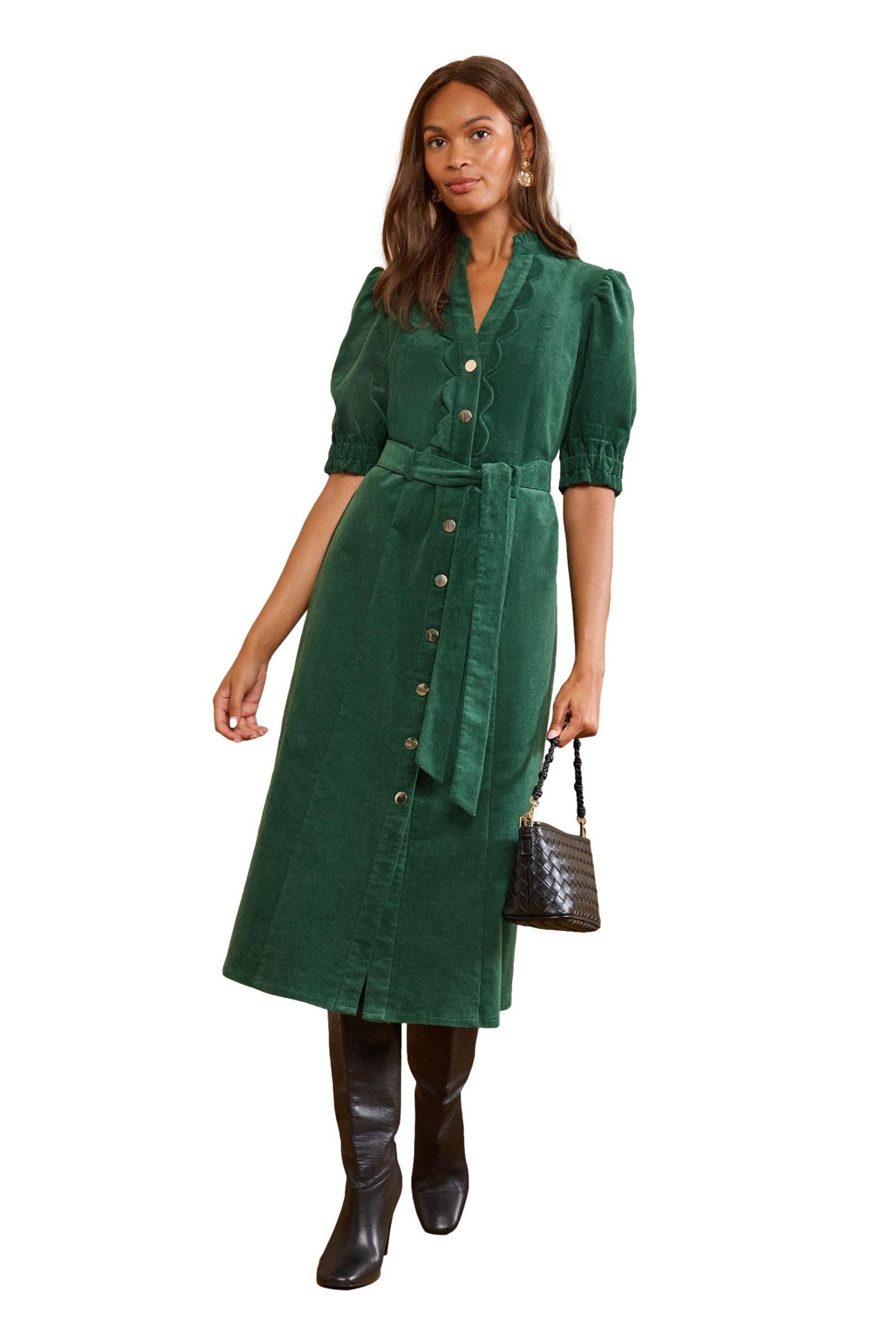 Love & Roses Midikleid Love & Roses Cord-Midikleid mit Bogendetail, (1-tlg)