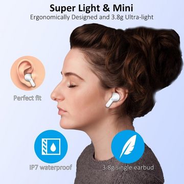 Ordtop Bluetooth 5.3 Neue wireless In-Ear-Kopfhörer (Schnellladen, Wasserdicht, Ergonomisch, Bluetooth, ENC Noise Cancelling mit USB-C, 40H Tiefer Bass, Wasserdicht Ohrhörer)