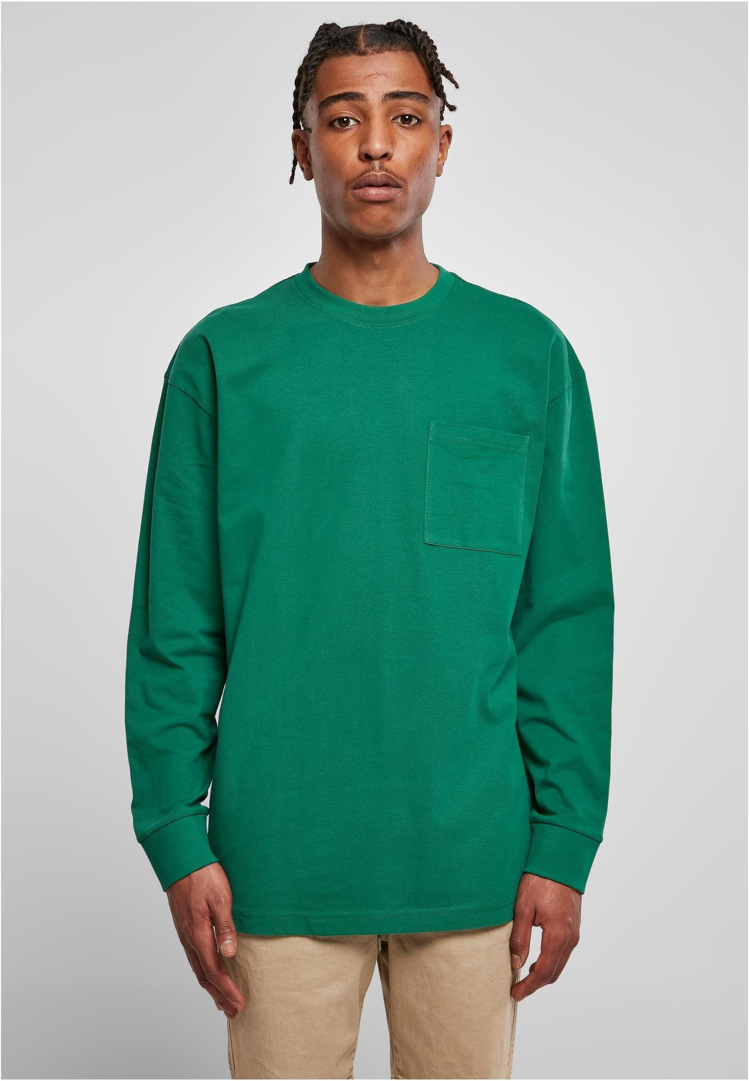 URBAN CLASSICS T-Shirt Herren Heavy Oversized Pocket Longsleeve (1-tlg) green