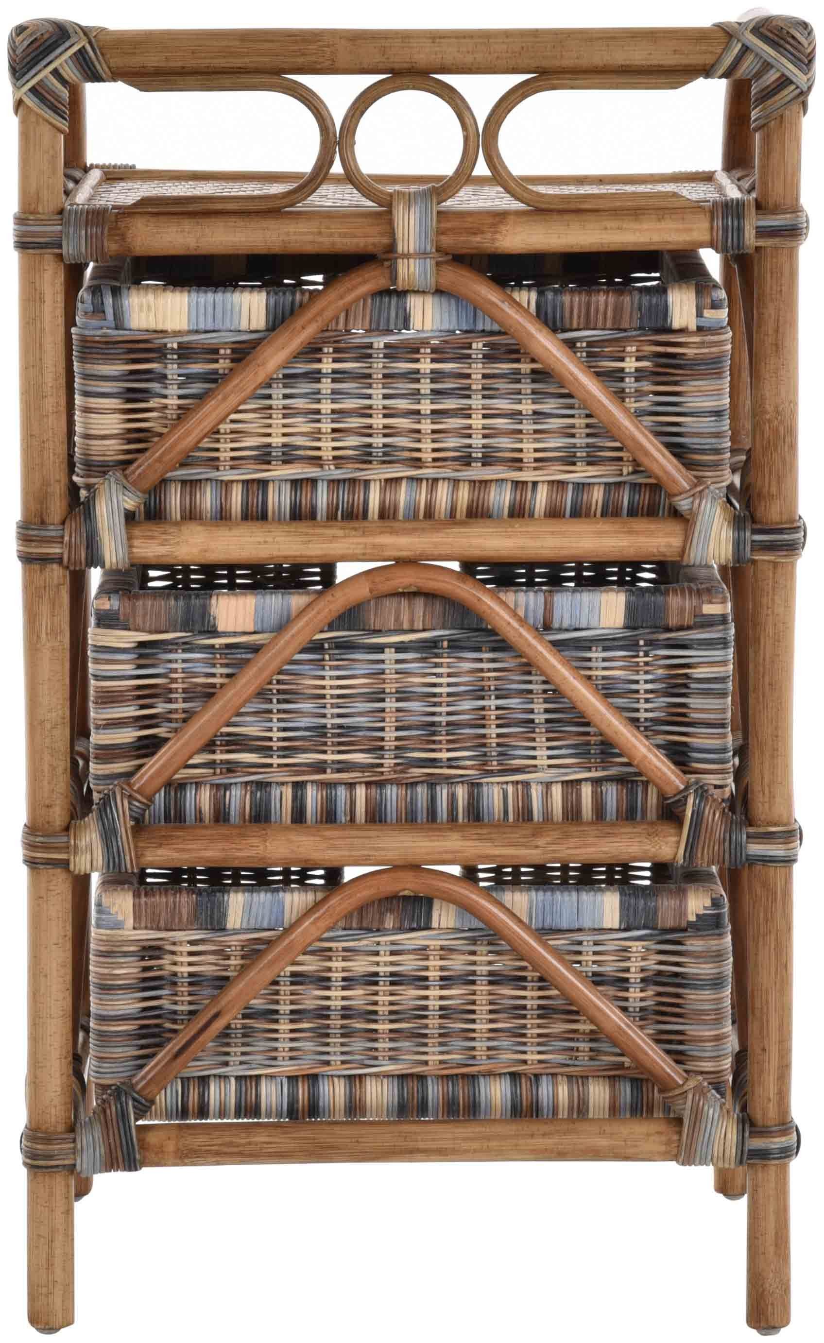 Krines Home Badregal Rattan Standregal Kommode Rattan Korb Regal Badregal mit 3 Schubladen, Handgearbeitet – Bild 5 von 5