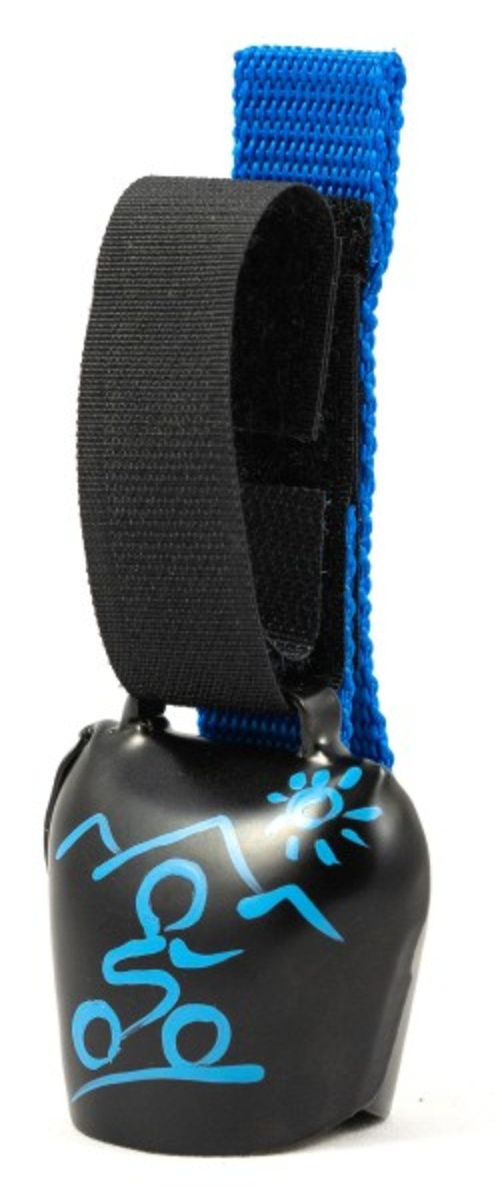 swisstrailbell Fahrradklingel Black, blauer MTB, hell-blaues Band, Trailbell, Bear Bell