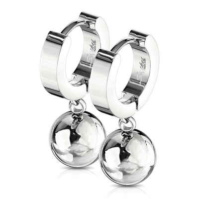 BUNGSA Creolen-Set Creolen mit Kugel-Anhänger Silber aus Edelstahl Unisex (1 Paar (2 Stück), 2-tlg), Ohrschmuck Ohrringe