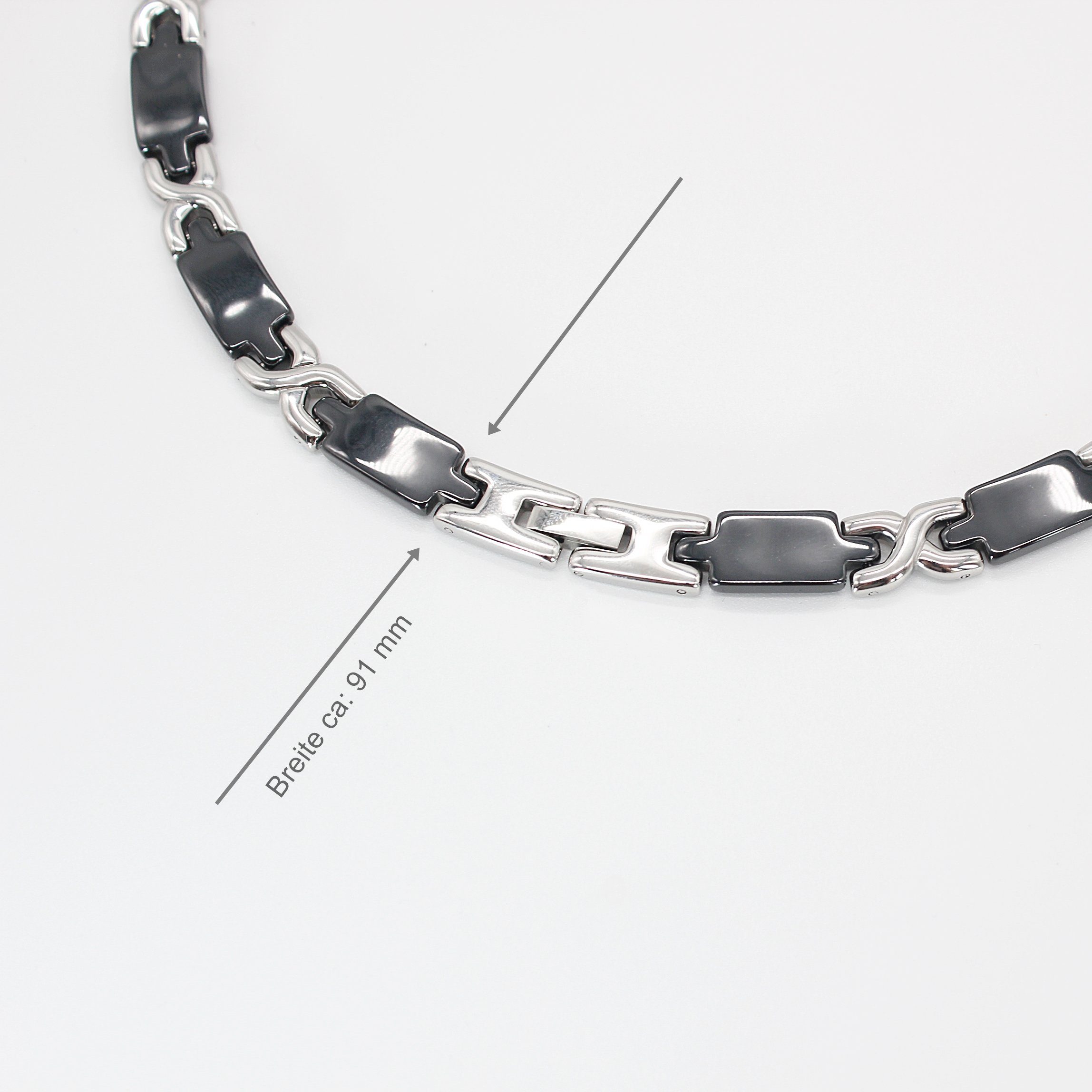 6 Halskette mit Collierkette Collier ELLAWIL Gliederkette Geschenkschachtel Keramik silberfarbenen cm, mm), Kette inklusive Edelstahl, schwarzer Damenkette (aus / Breite 48 Collier Kettenlänge