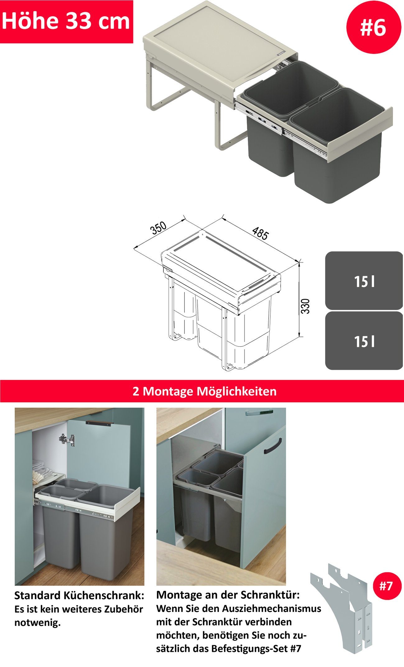 ARREGUI Duplo CR271-D Designer Küchen Mülltrennsystem mit 2