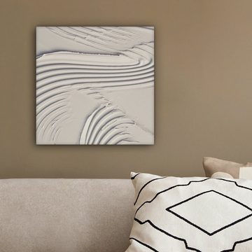 OneMillionCanvasses® Leinwandbild Abstrakt - Kunst - Linien - Weiß, (1 St), Leinwand Bilder für Wohnzimmer Schlafzimmer, 20x20 cm