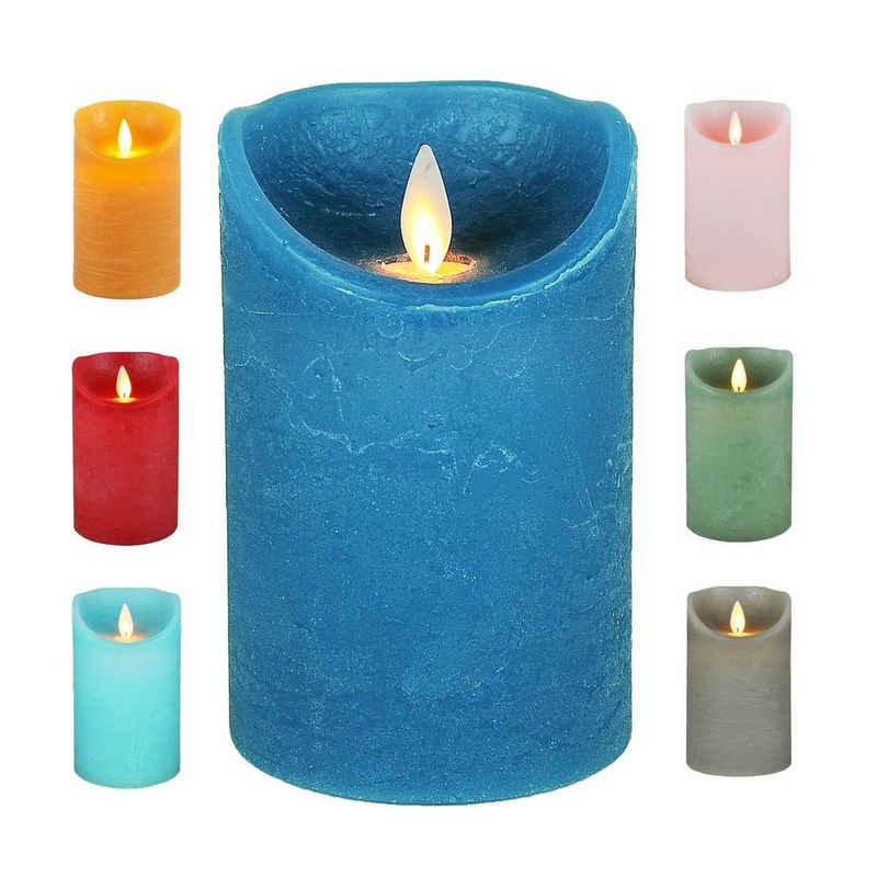 JACK LED-Kerze »LED Echtwachskerze Kerze 10 / 12,5 / 15 cm Timer Ø 7,5cm Wachskerze« (1-tlg), Farbe: Blau, Größe: 10 cm, große Farb- und Größenauswahl, Echtwachskerzen mit Timerfunktion