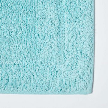 Badematte 2 teiliges Luxus Badematten Set 100% Baumwolle aqua blau Homescapes, Höhe 30 mm