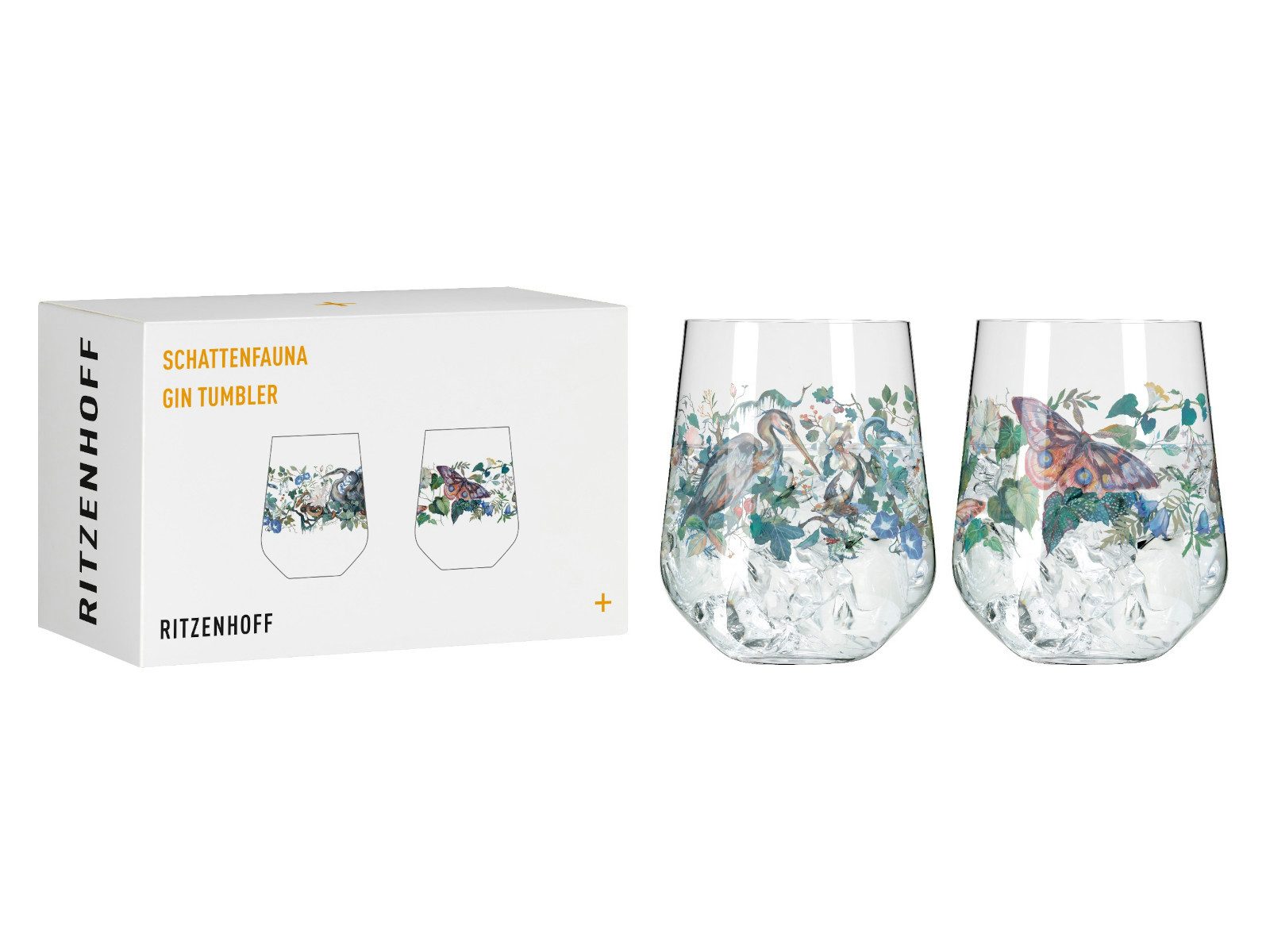 Ritzenhoff Longdrinkglas Schattenfauna Gin Tumbler 2er Set (C. Mcallister) H25 #7 #8, Kristallglas