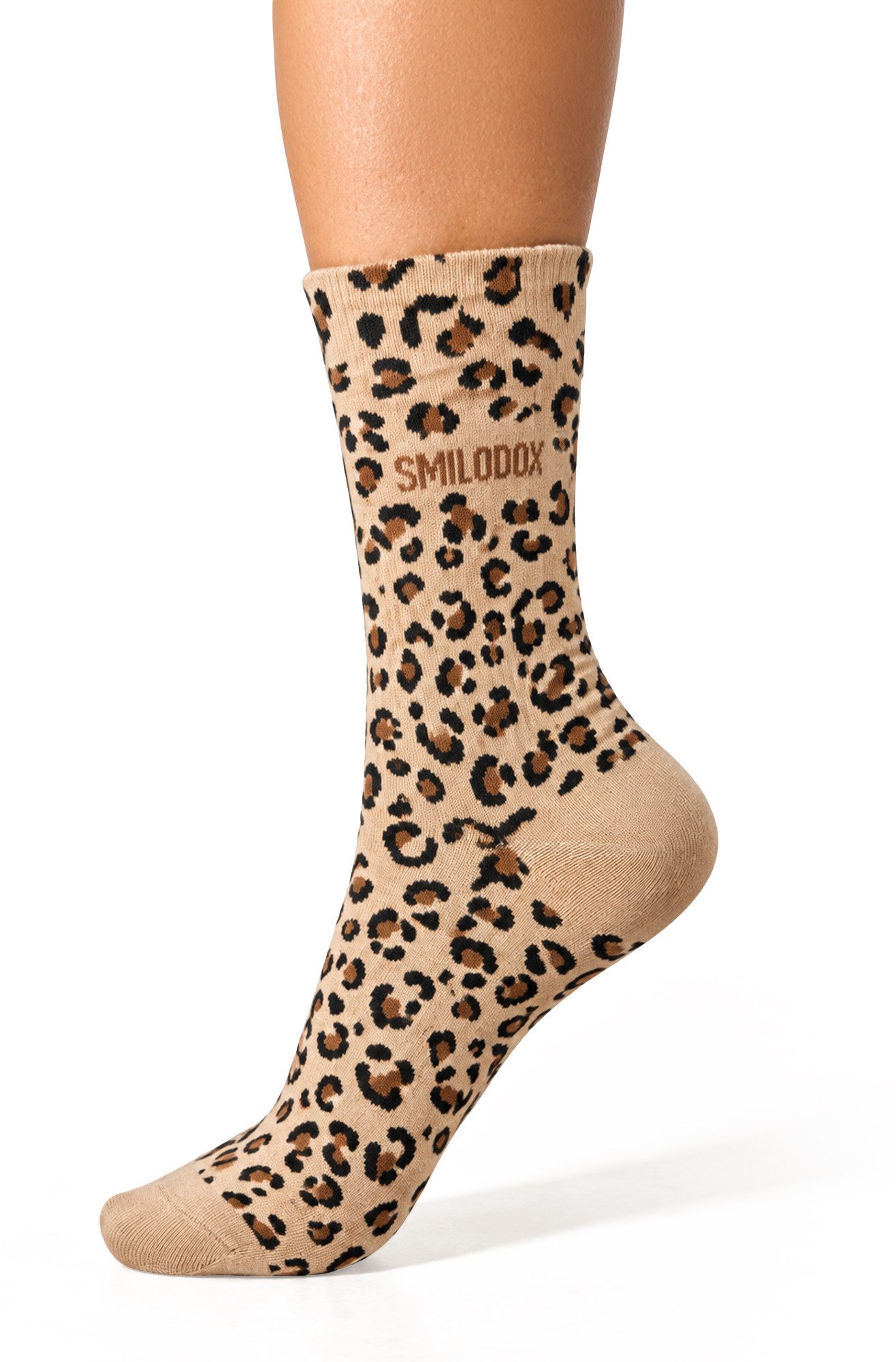 Smilodox Tennissocken Thivara Damen Socken, Leo, Baumwolle, Wadenhoch, Sport Leo-Print, Baumwollmix, wadenhoch, elastisch, 3 Größen