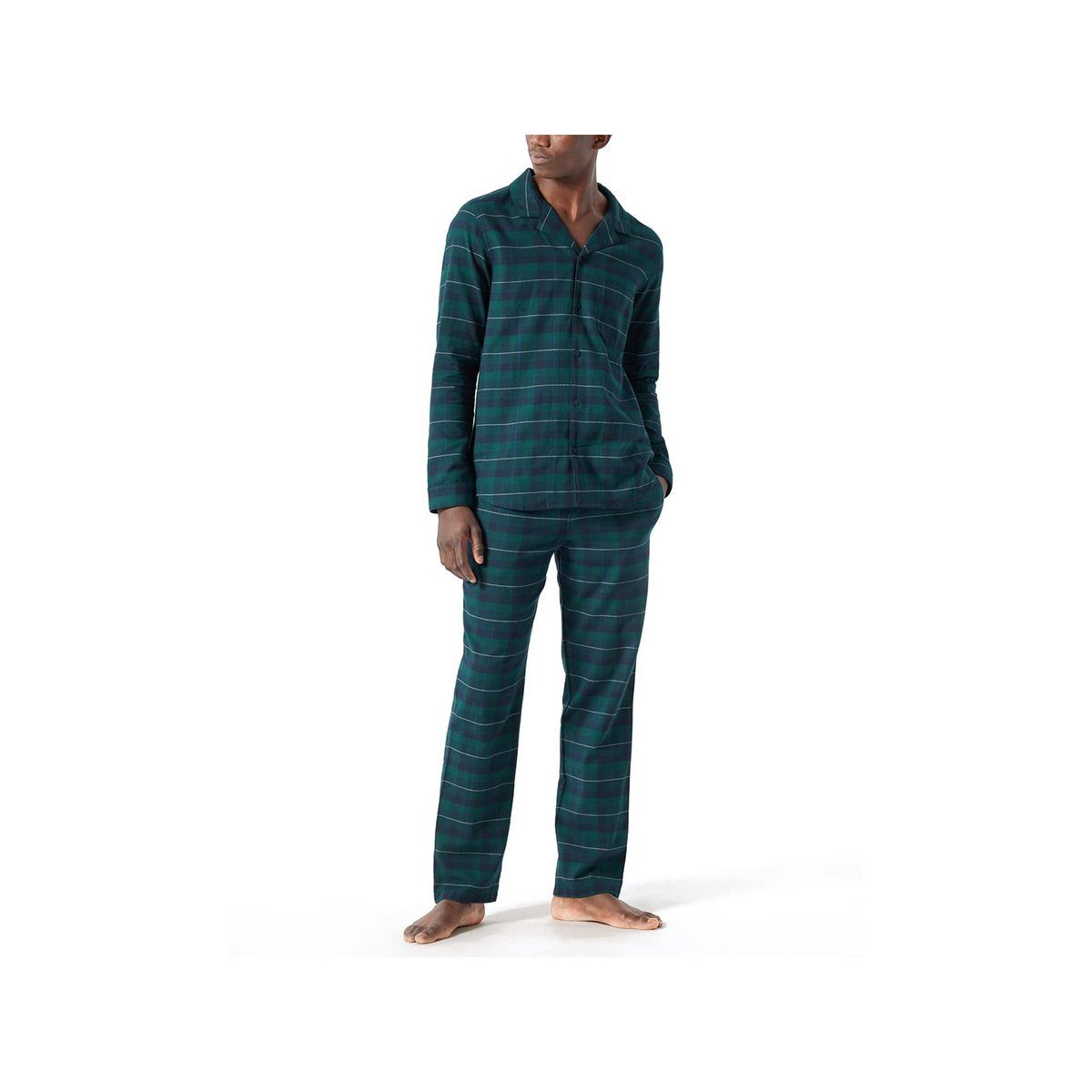 (1 tlg) dunkel-grün Pyjama Schiesser