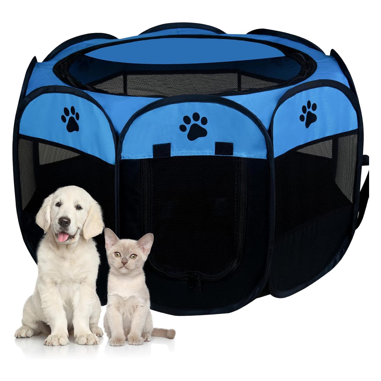 OKWISH Tierhaus Faltbarer Hunde Katzenkäfig Outdoor Zelt Laufstall mit Netzfenstern, atmungsaktiv für Reisen Camping Garten Indoor Outdoor Kleintiere