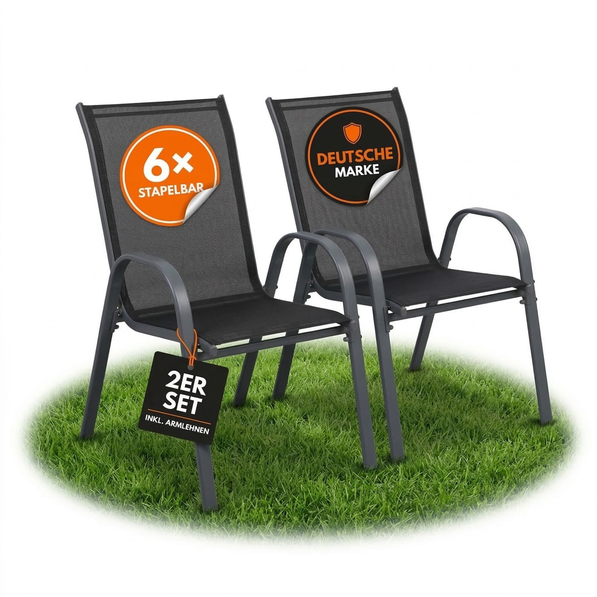 Albatros International Gartenstuhl Gartenstuhl KUBA stapelbar, 2er Set bequem belastbar Metall (mit robustem Metallgestell und hoher Belastbarkeit – Stapelstühle), mit robustem Metallgestell und hoher Belastbarkeit – Stapelstühle