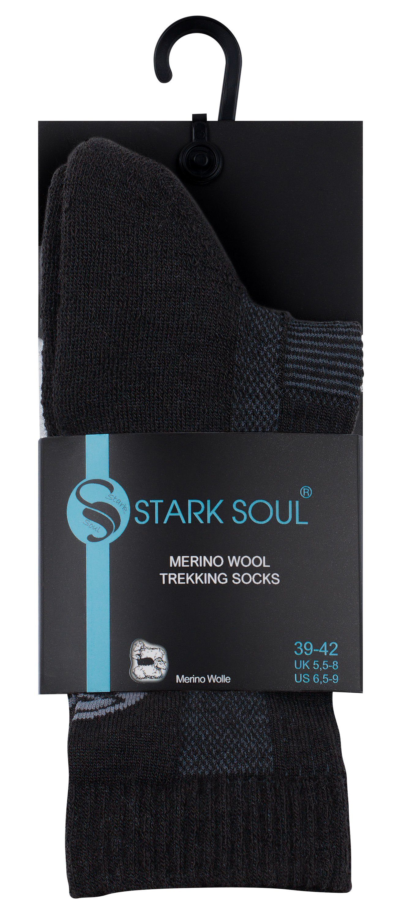 1 Unisex Paar oder Trekking (1-Paar) Socken, Stark Schwarz Outdoor Soul® Merino Funktionssocken 3