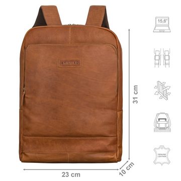 STILORD Notebook-Rucksack "Wilbert" Rucksack mit vielen Fächern Leder Vintage