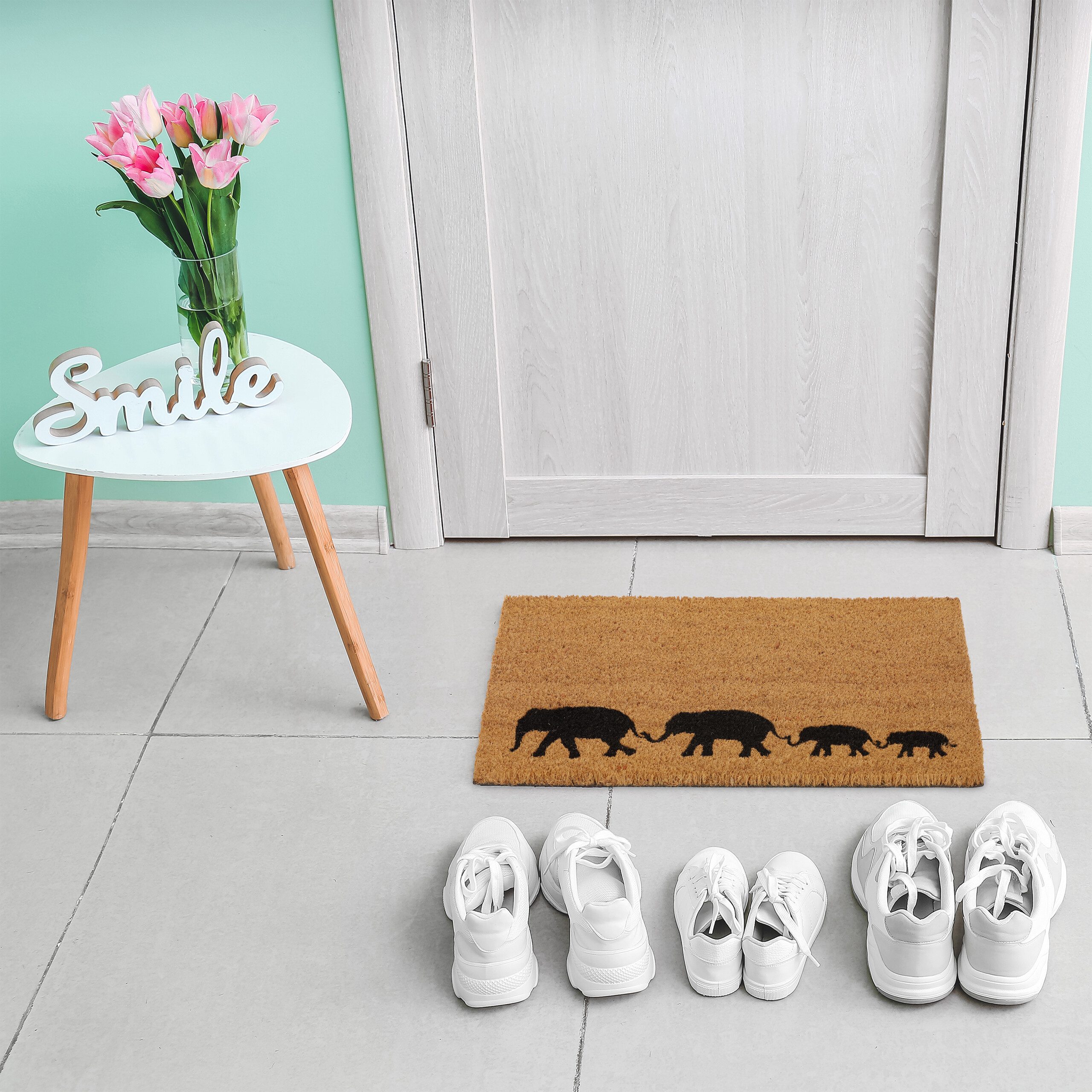 relaxdays Fußmatte Kokos Fußmatte Elefanten, rechteckig, Höhe: 15 mm günstig online kaufen