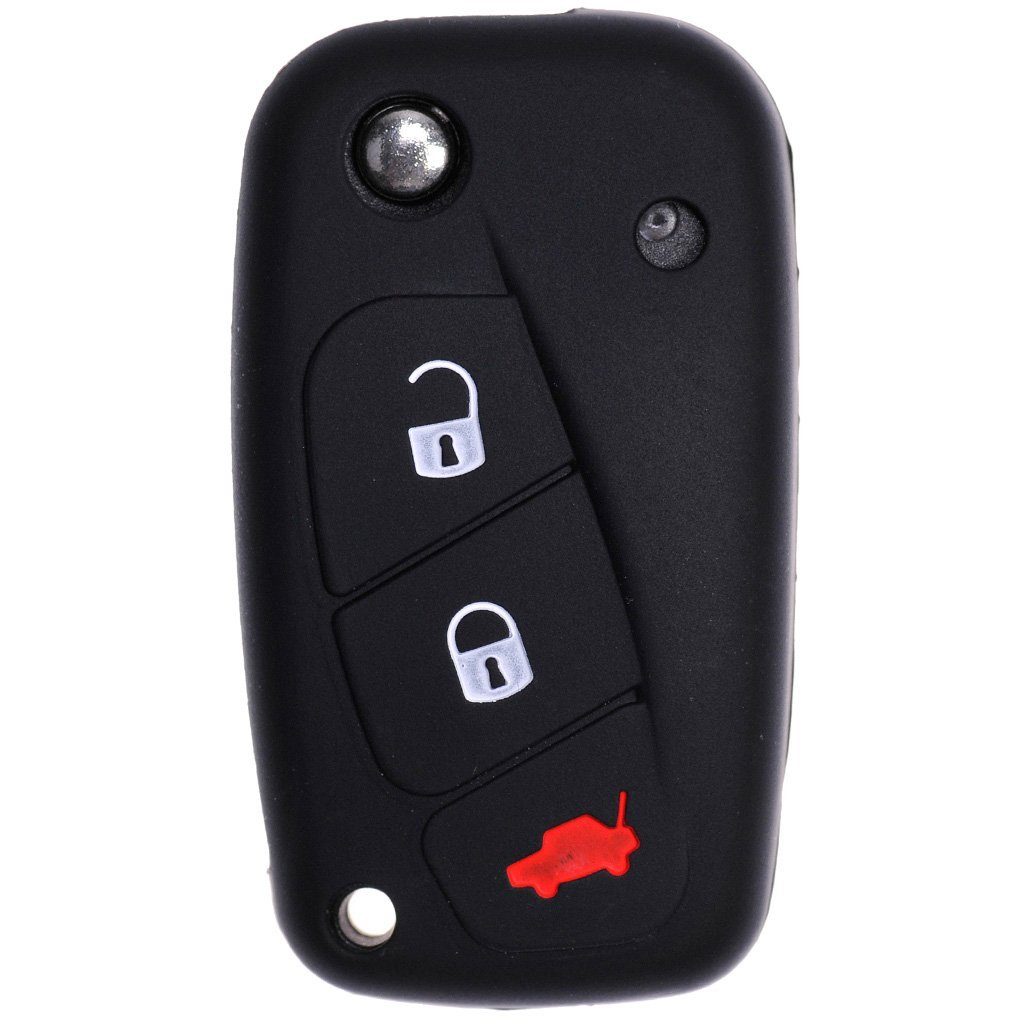 mt-key Schlüsseltasche Autoschlüssel Softcase Silikon Schutzhülle Schwarz, für FIAT Panda Punto Ducato Stilo Brava Iveco Lancia 3 Tasten