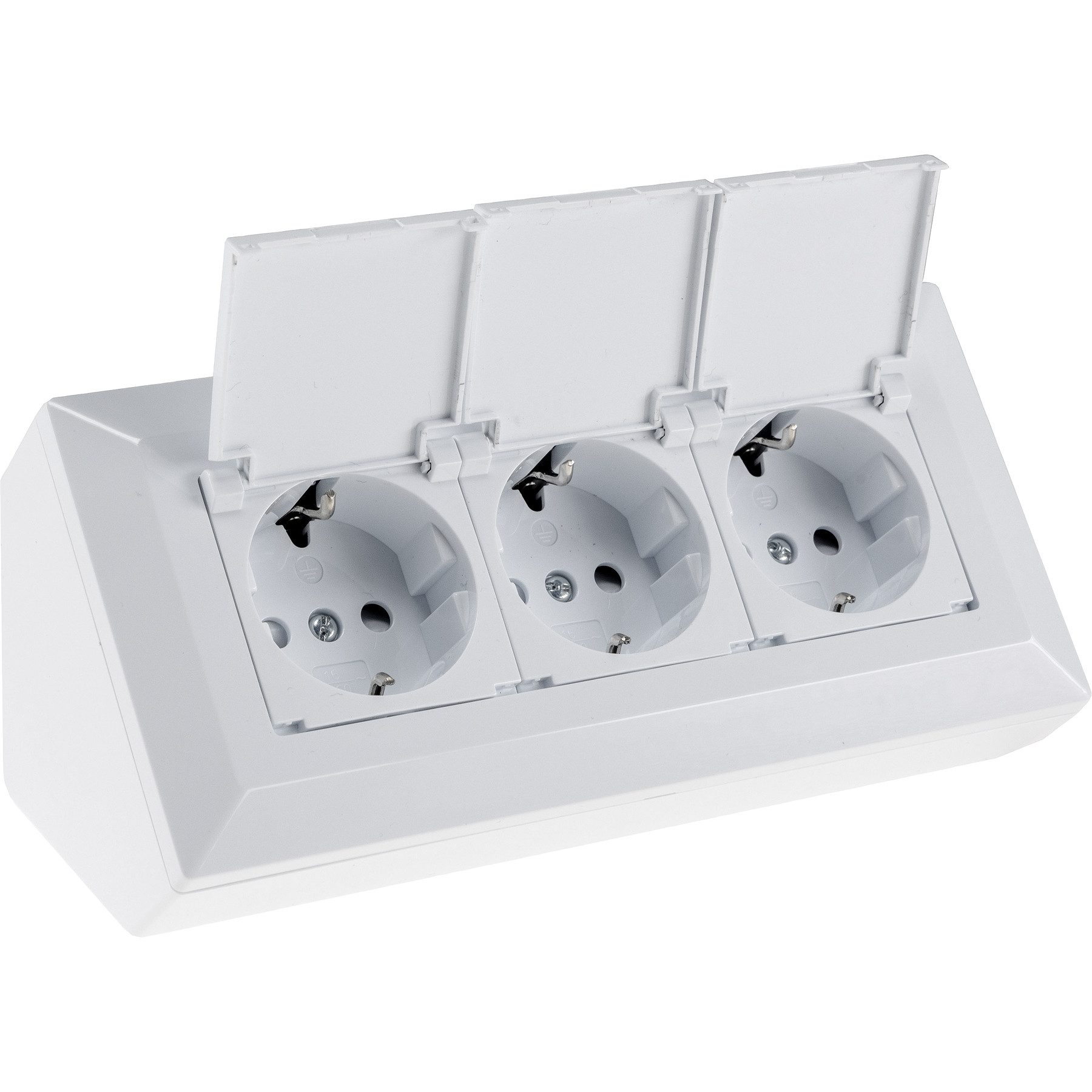 CHILITEC Steckdosenblock 23930, 3-fach, mit Schutzklappen, 250V/16A Mehrfachsteckdose