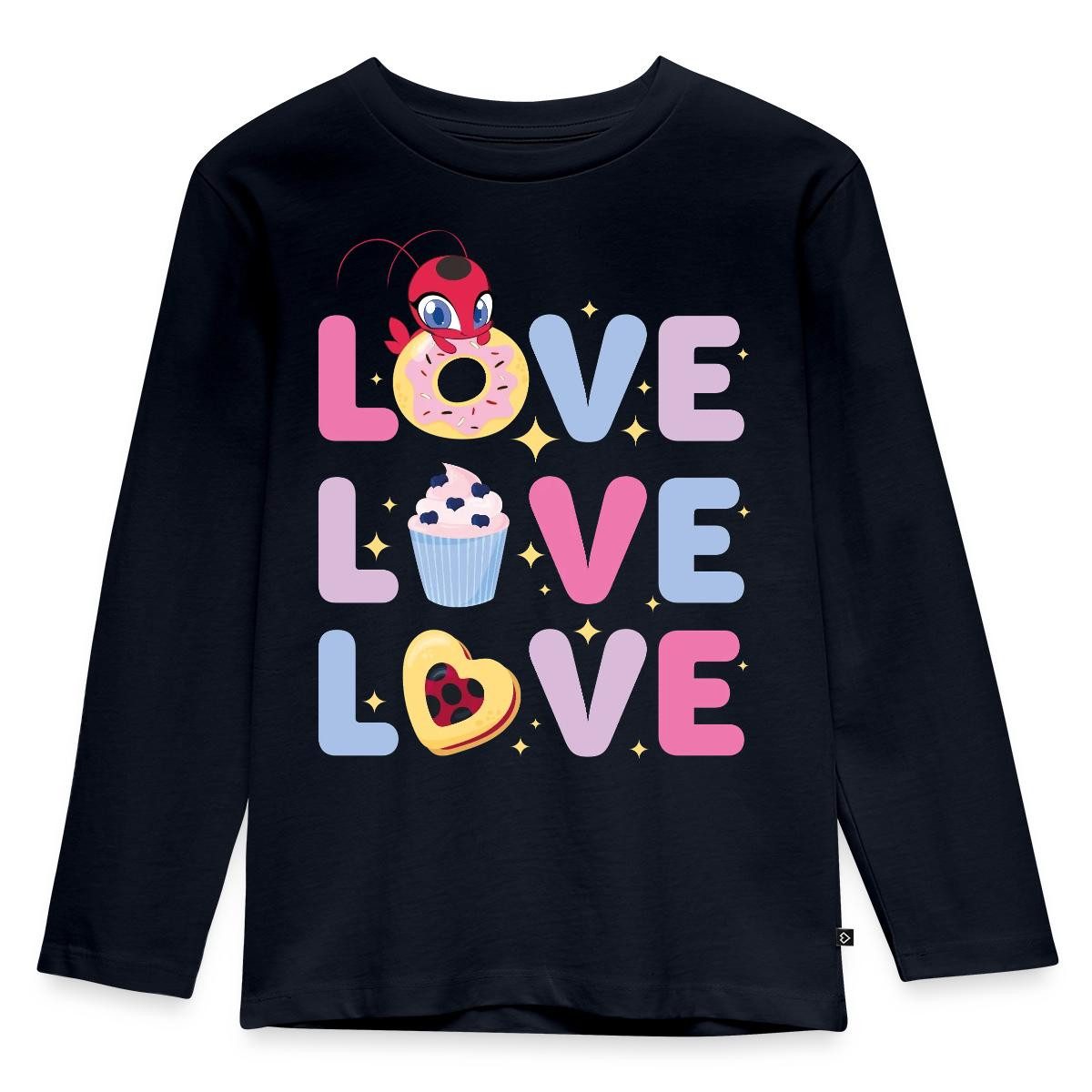 T-Shirt Miraculous Love Love Love Schriftzüge Kinder Premium Langarmshirt