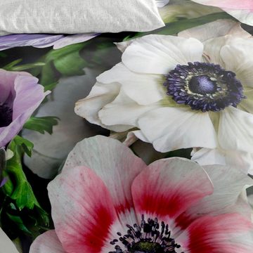 Bettwäsche Satin Digitaldruck in 135x200 + 80x80 cm 5152-01 Blumen Blüten bunt, BIERBAUM, Mako Satin, 2 teilig, 100% Baumwolle