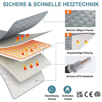 DOPWii Sitzheizkissen Flanell-Heizdecke mit abschaltautomatik, 10 Heizstufen, 43*84cm