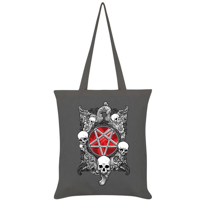 Grindstore Umhängetasche Gothic Stofftasche in grau Infernal mit Pentagramm
